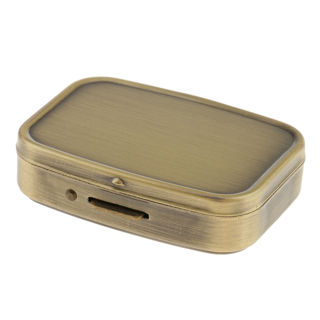 Pill Box With Mirror- Compact 2 Compartments Medicine Case Pill Box for Pocket or Purse, Retro Metal