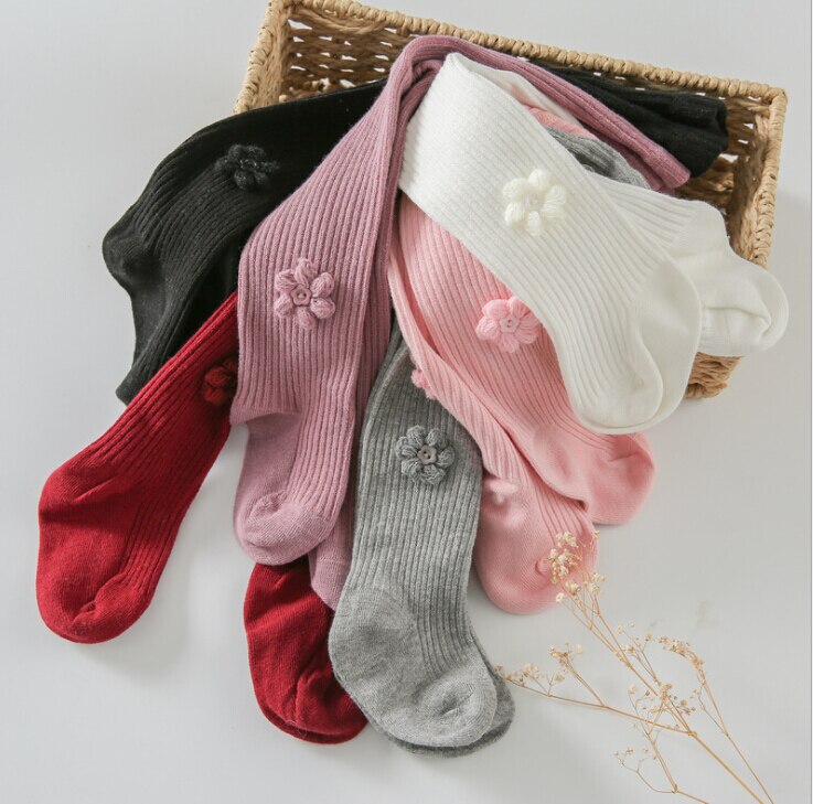 Bas d'automne tricoté pour petites filles | Bas style princesse , motif floral, moulant