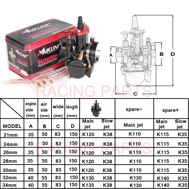 Carburador Universal PWK de 21, 24, 26, 28, 30, 32 y 34mm para motocicleta, ATV, Quad, Dirt bike