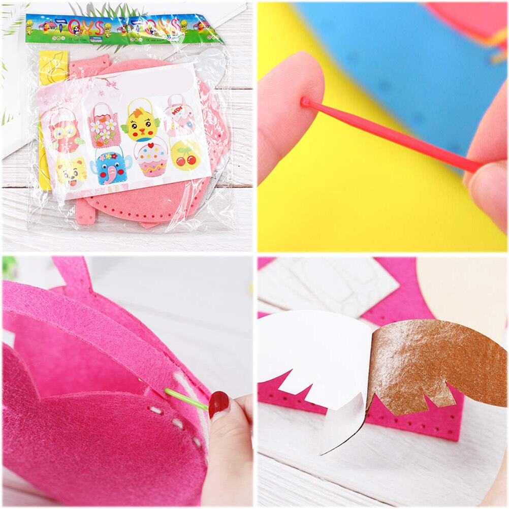 6Pcs Non-Woven Cloth DIY Bags Sewing Craft Toy Bag Handmade DIY Handmade Bag Cartoon Animal Tote Bags for Birthday