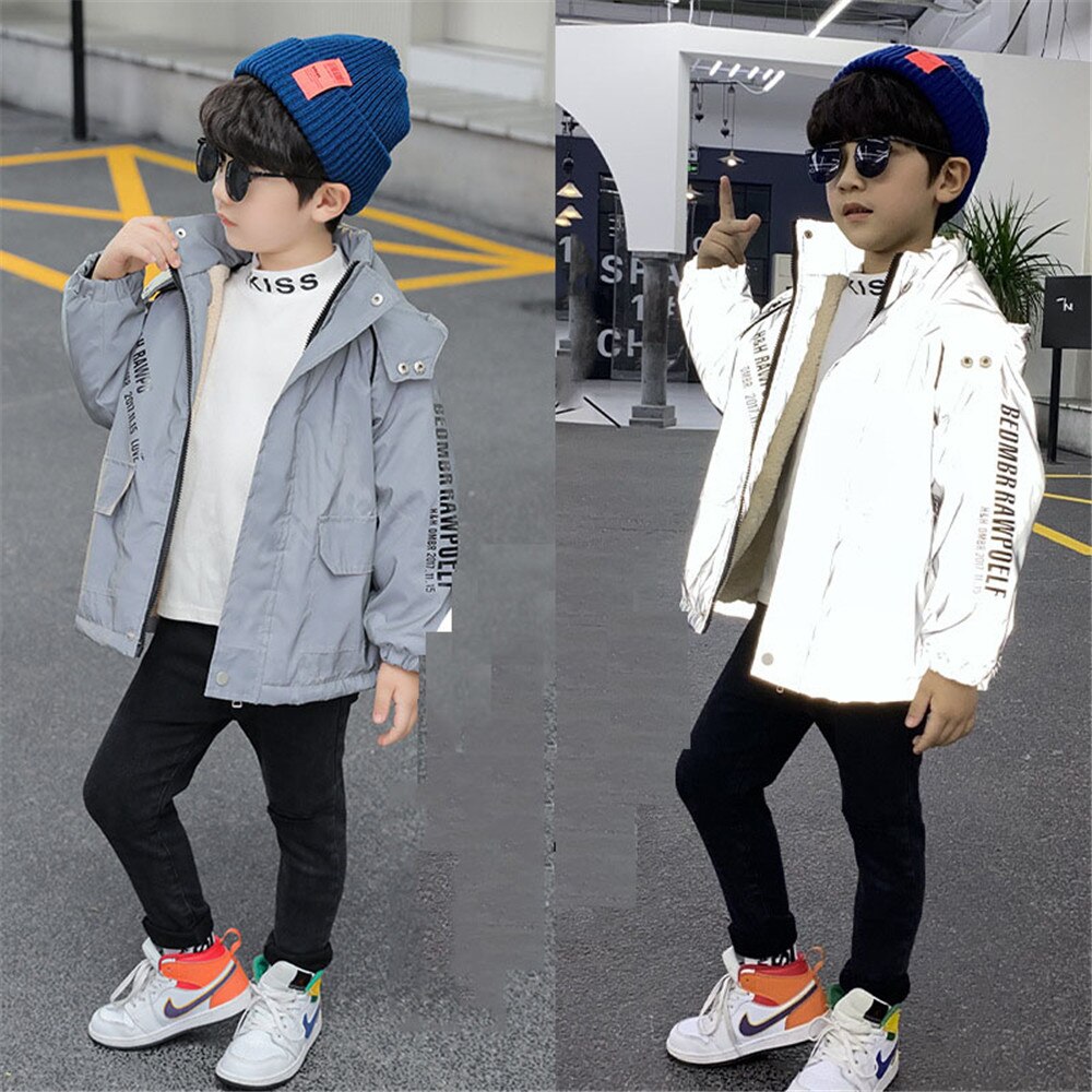 Benemaker Winter Jacket Boys Girls For Reflective Windbreaker Baby Clothes Children Clothing Kids Hooded Warm Coat CX053
