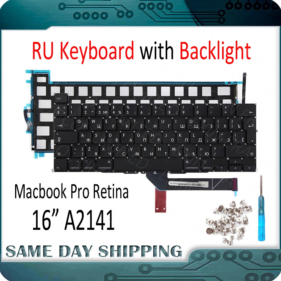 A2141 Toetsenbord Russische Rusland Ru Voor Macbook Pro Retina 16 "A2141 Ru Russische Toetsenbord Met Achtergrondverlichting Vervanging jaar