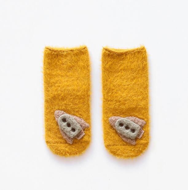 Chaussettes unisexes pour bébés filles | , motif de lapin étoile de mer, en coton doux, et confortable, vêtements d'hiver pour enfants, calcetines: yellow spaceship / 12M