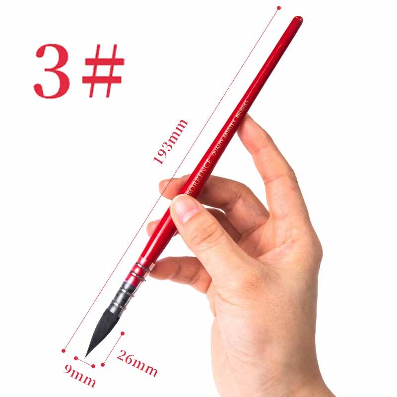 Round Squirrel Hair Watercolor Paint Brushes Set Handmade PaintBrush for Art Painting Gouache Wash/Mop Acrylic Brush Supplies: 3