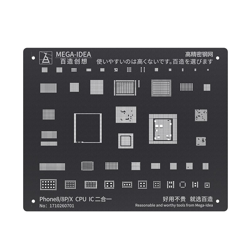 Pochoir de reballage BGA en acier noir pour iPhone 11/11Pro /11Pro max/XS/XS MAX/XR/X/8P/8/7P/7/6SP/6S/6P/6 CPU IC plantation maille d'étain
