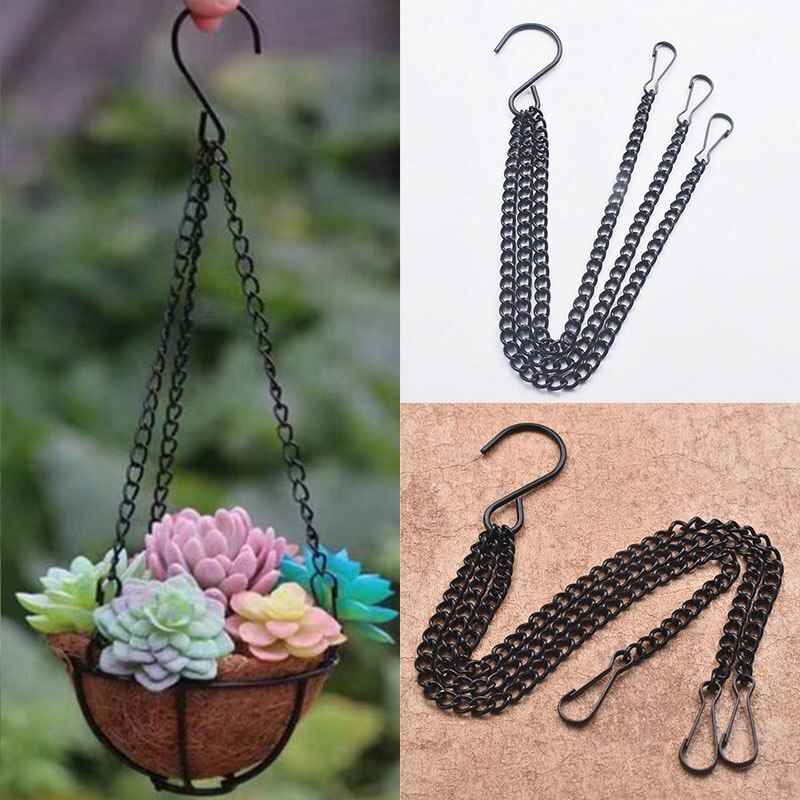Flower Basket Hanging Chain Flower Pot Hanging Chain Multifunctional DIY Black Chain Small Potted Garden Accessories