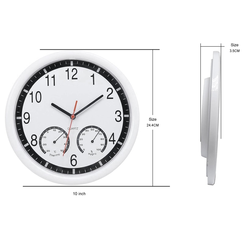 Newest Quartz Stone Clock Silent Wall Clock Accurate Thermometer Humidity Indoor Outdoor Pool Patio