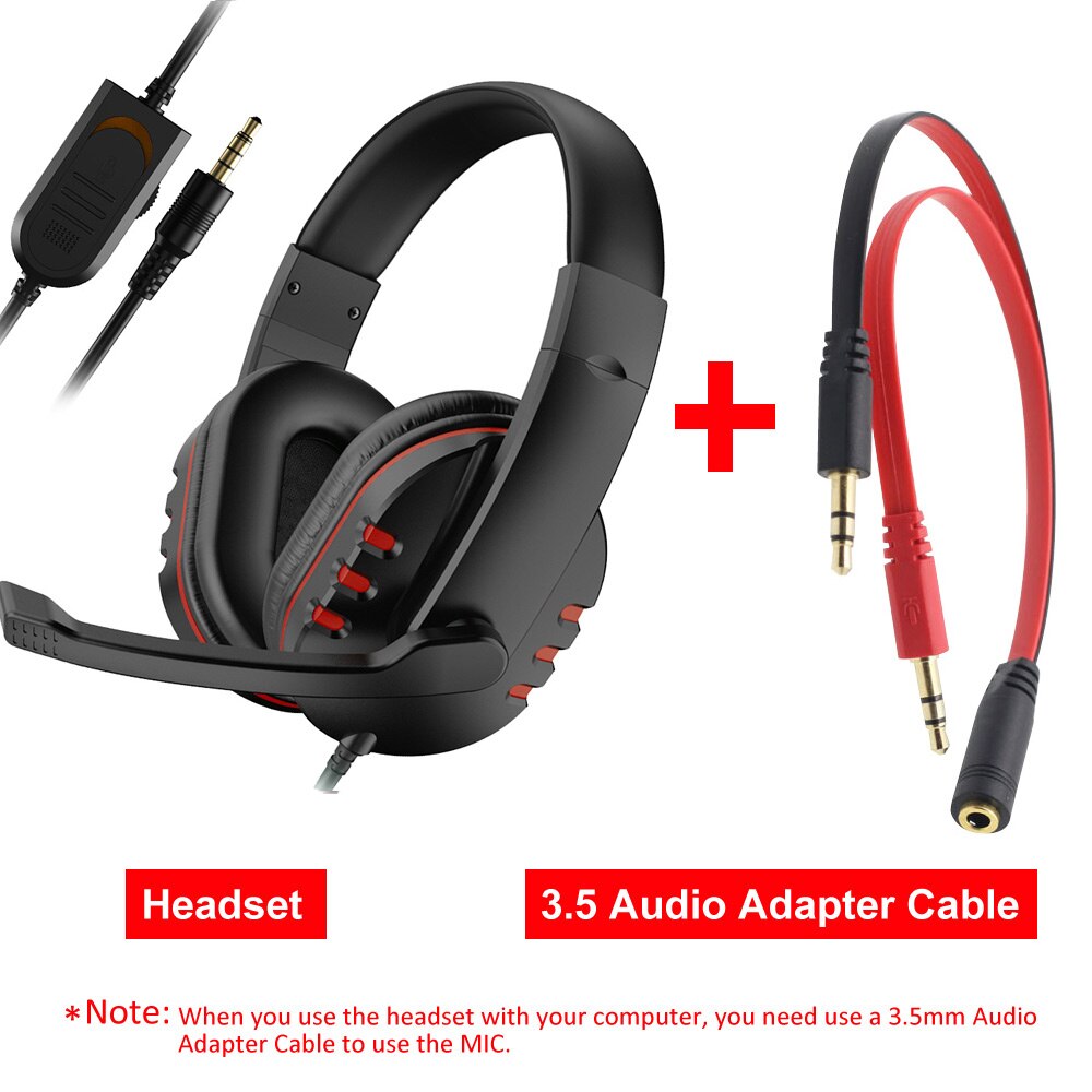 Auriculares estéreo para videojuegos, cascos con cable de 3,5mm para Xbox one, PS4, PC, con micrófono y Control de volumen: Red Add A