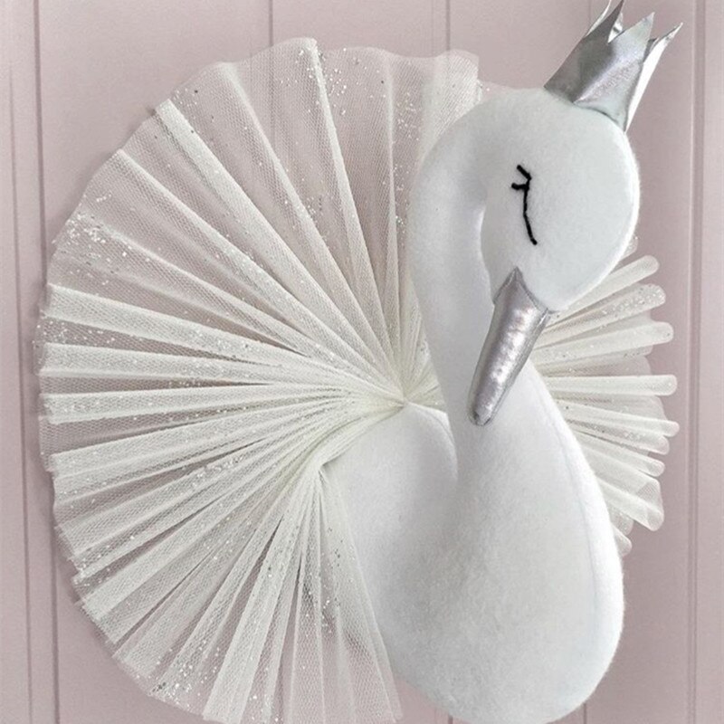 Animales de peluche de juguete de cabeza de cisne decoración de pared guardería habitación de bebé ilustraciones colgantes para la pared hecho a mano Cisne cumpleaños decoración de la boda: Swan4