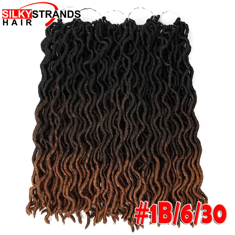 24 Strands Ombre Curly Faux Locs Crochet Hair Synthetic Kanekalon Dread Locs 20 Inch Senegalese Twist Hair Extensions for Women: M1b/30# / 1Pcs/Lot