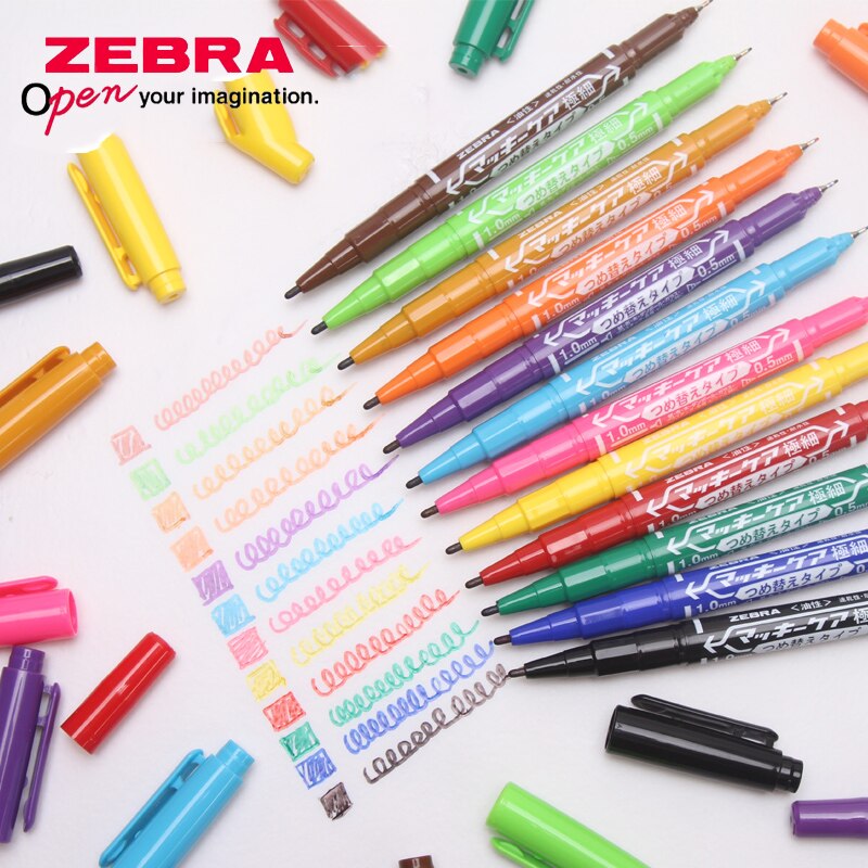 12 pièces Zèbre Huileuse Petite bicéphale Marqueur Stylo MO-120-MC à séchage Rapide Stylo N'est Pas de Décoloration, et Non toxique