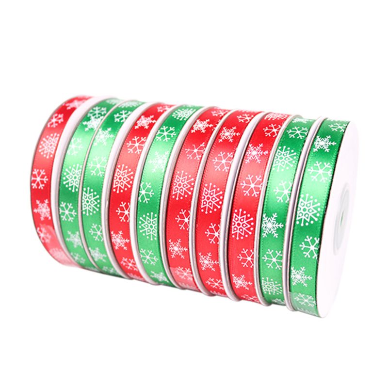 22m Weihnachten Satin- Band verrotten Grün Band mit Schneeflocke aufbringen für Weihnachten DIY Verpackung Blumen- Vermittlung SchnüSprosse Sewin