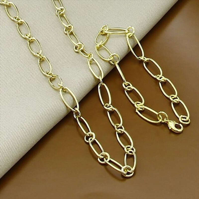 Braut Schmuck einstellen Silber 925 Gold Farbe Halsketten Armbänder einstellen Für Frauen Hochzeit Partei Schmuck