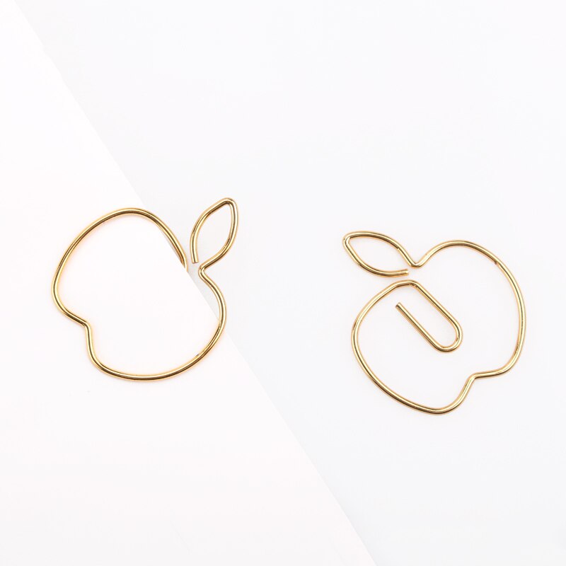 Gold Apple Paper clips Shaping Pin Special Shaped paper clip Metal Customization Paperclips Gold Paper Clips Decorative