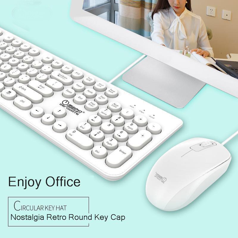 Jelly Comb Wired Keyboard Mouse Suit Wired Keyboard for Desktop Laptop Punk Round Key Cap Mechanical Gaming Keyboard Set