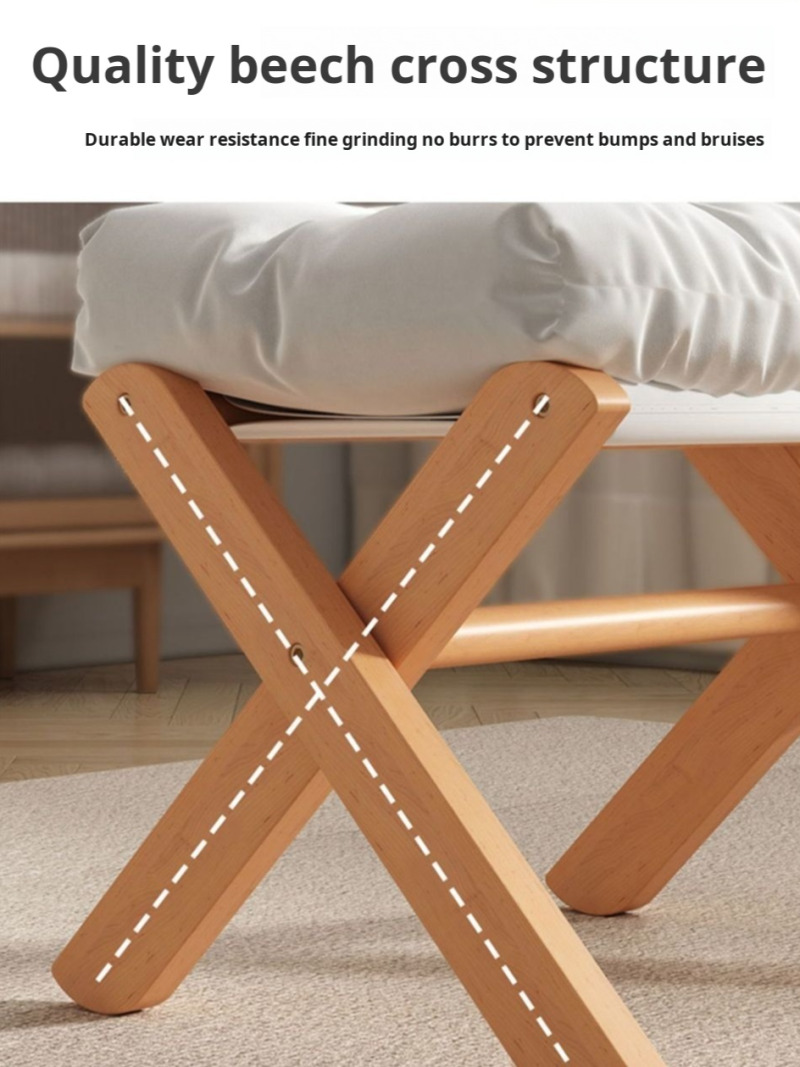 Massief houten voetenbank Zacht pakket Huishoudelijke schoenenbank Deuropening Kruk Woonkamer Kleine bank