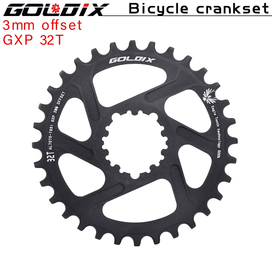 GOLDIX bicycle crankset 170mm/175mm with chainring 30T 32T 34T 36T 38T/bottom bracket for SRAM XO1 X1 GX XO X9 Bicycle crank: 3mm offset 32T