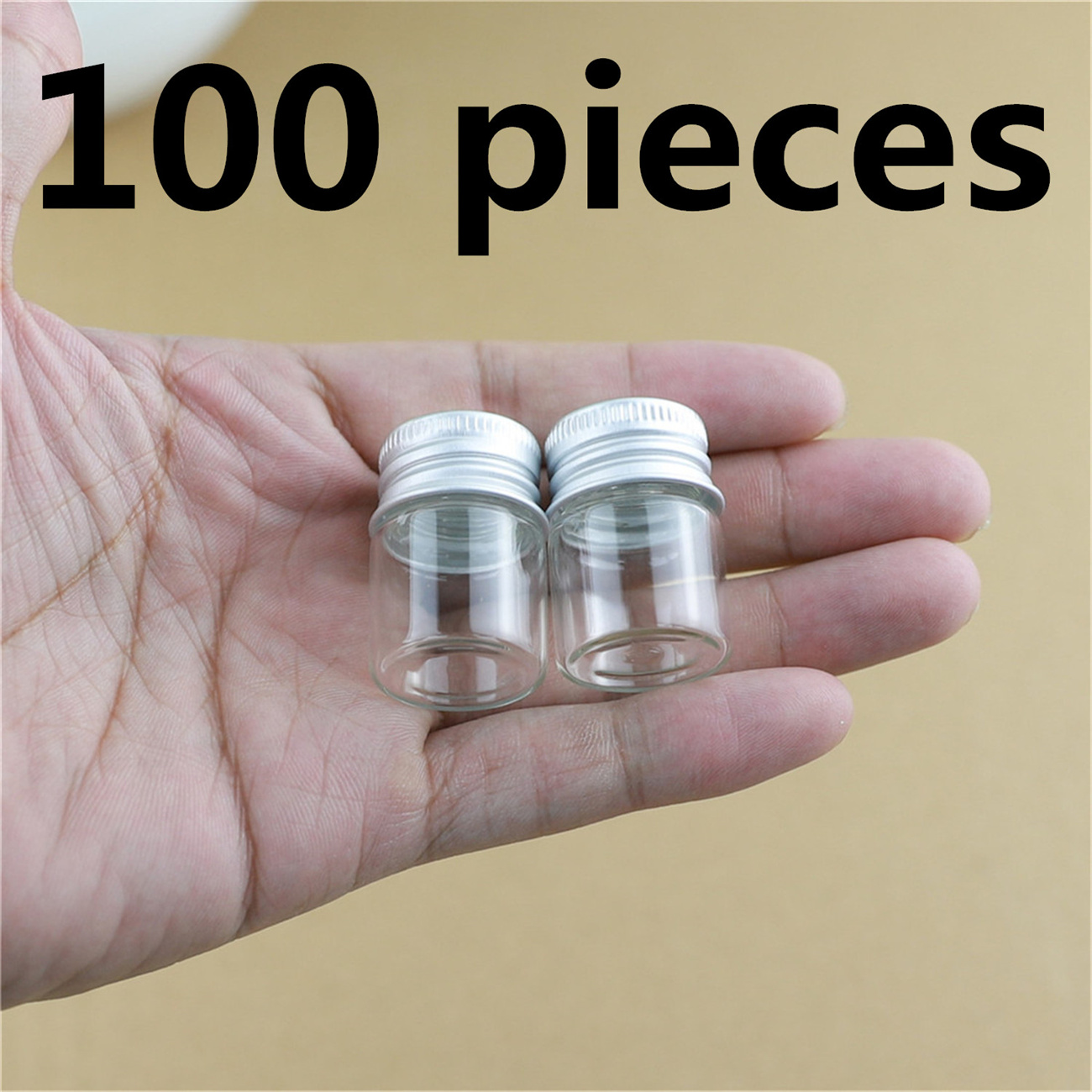 50/100 Uds. Mini tarros de vidrio bonitos de 5ml tapa de rosca plateada 13 × 22 × 30mm pequeñas botellas de vidrio tapas de aluminio pequeño frasco decorativo: Negro