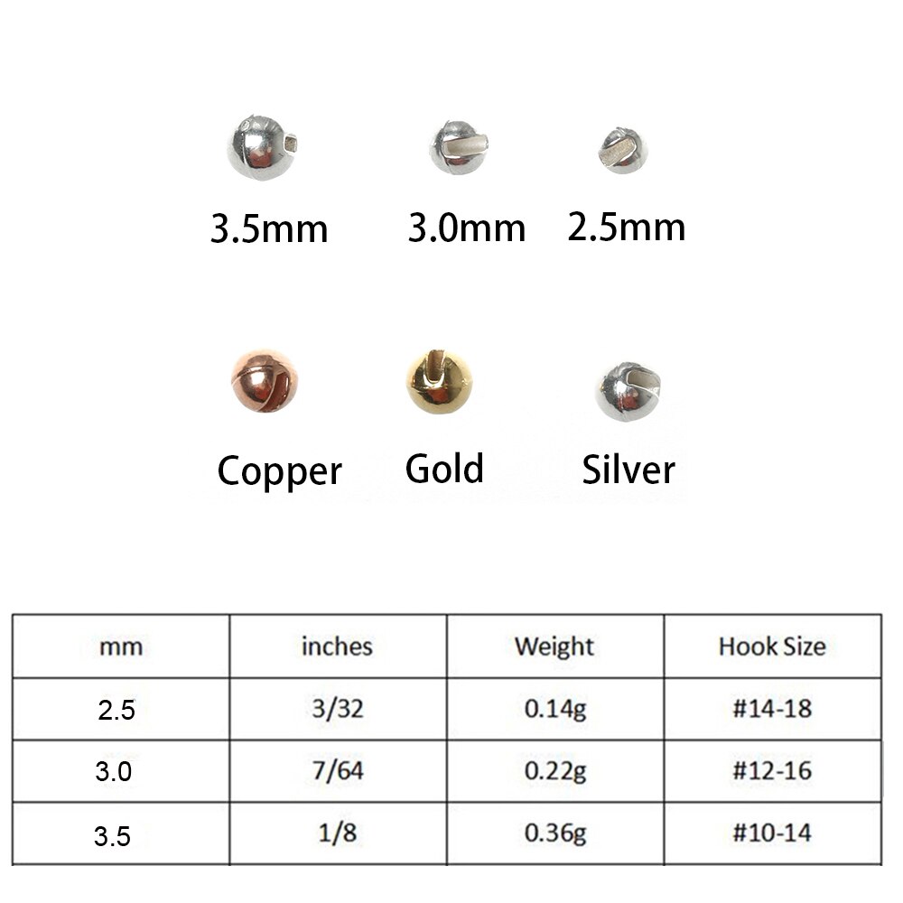 25 stk wolframperler flot slidsede fluebindeperler wolfram 2.5mm/3.0mm/3.5mm fluebindingsmateriale slidstærkt wolframlegering