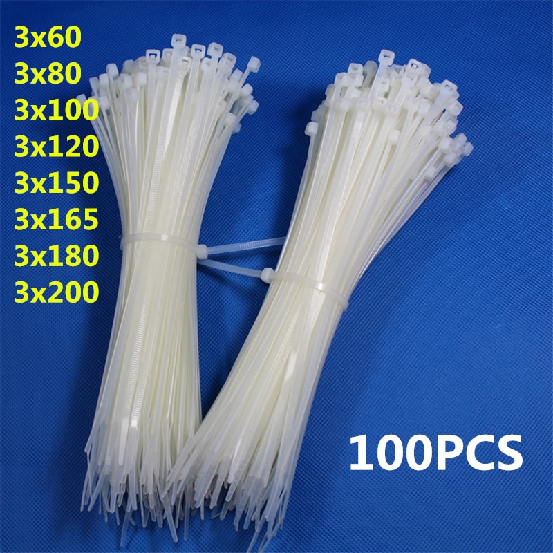 3X60 3X80 3X100Mm Nylon Kabelbinders 100 Pcs Zelfblokkerende Strap Plastic fastener Draad Banden Kabel Klem Verpakking Tape Lint