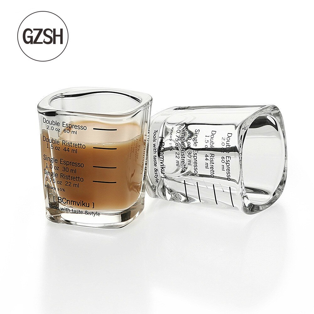 Coffee Accessories 60ml Square Thickened Glass Ounce Cup Graduated Measuring Cup Concentrated Cup Espresso Coffee Cup