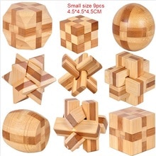 Kleine Größe Bambus Kong Ming Lock Spielzeug Klassische IQ 3D Holz Verriegelung Grat Puzzles Gehirn Teaser Spiel Spielzeug für Erwachsene kinder