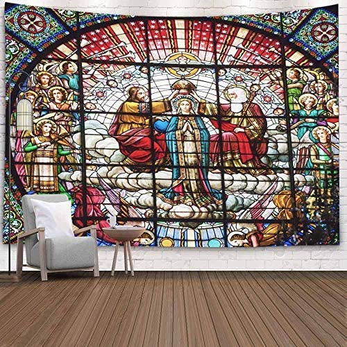 Jesus gobelin væg gobelin til jul farvet glas jesus far rose vindue spanien oktober