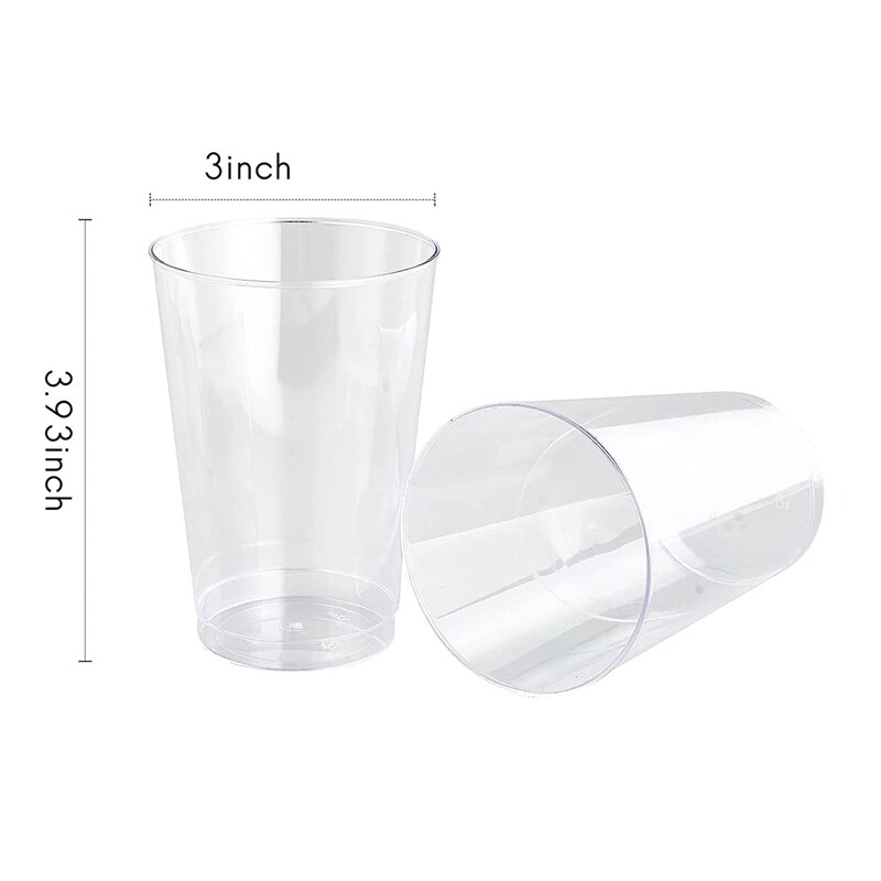 100 Pack Clear Plastic Cups Heavy Duty Plastic Tumblers,Reusable Clear Hard Plastic Cups Tumblers For Wedding