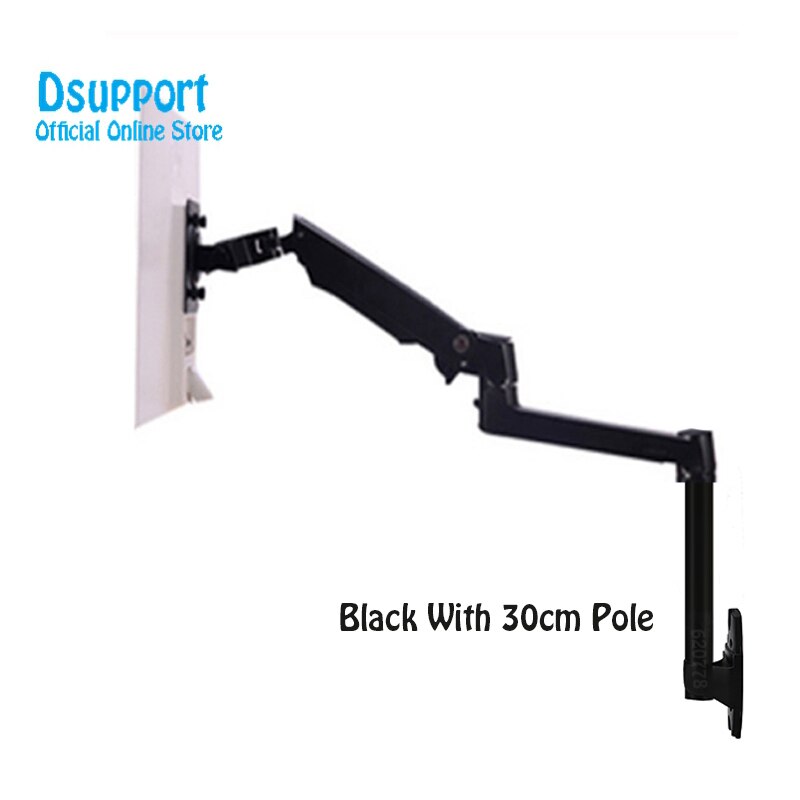 XSJ8012W-300 Wall Mount Full Motion Monitor Mount Arm Aluminum Mechanical Spring Arm Monitor Holder Support: Black-30cm pole