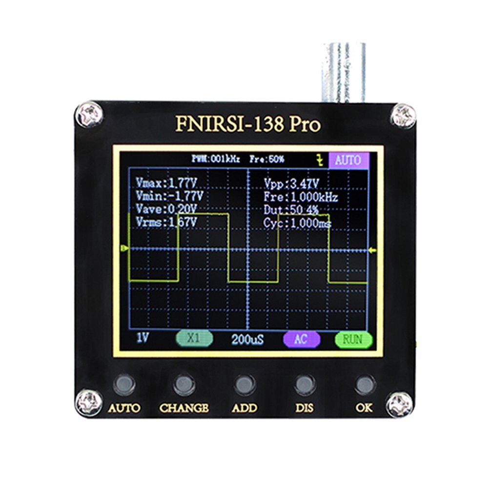 138pro Oscilloscope 2.4 Inch Digital Oscilloscope One Button Auto Adjust PWM Square Waves Output Singles Normal Trigger