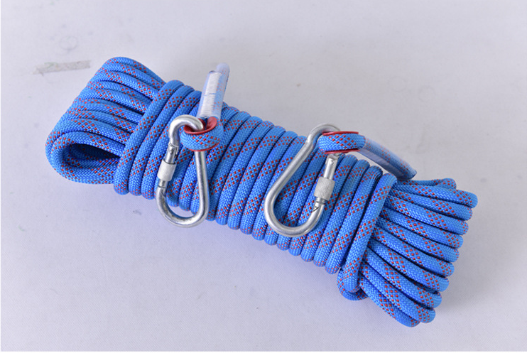 10mm 10/20/30m Climbing Rope Hook High Strength Emergency Safety Hiking Rope Camping Rescue Rope Outdoor Survival Tool: Blue / 30m