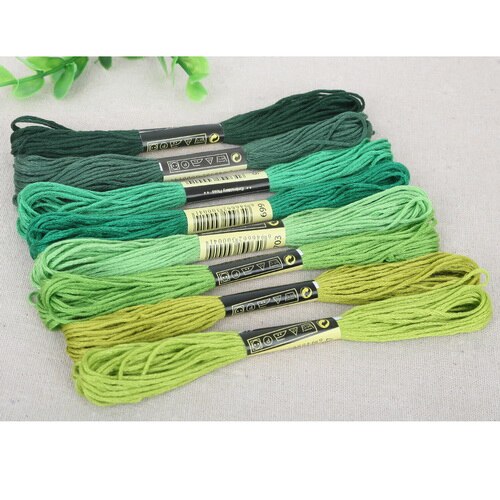 8Pcs Mix Colors 8 Meters Cross Stitch Cotton Sewing Skeins Craft Embroidery Thread Floss Kit DIY Sewing Tools 8: Green