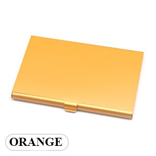 Kleurrijke roestvrijstalen kaarthouder, creditcardhouder van metaal, visitekaartjesdoos van zilverkleurig aluminium, visitekaartjesdoos van metaal: Oranje
