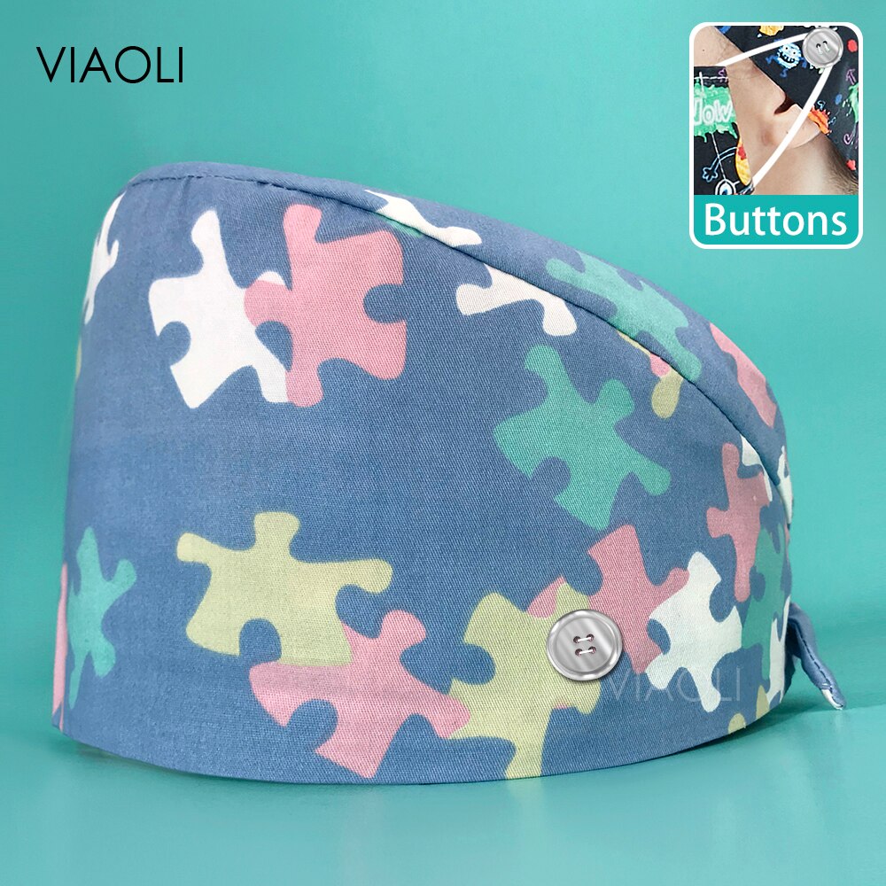 Cartoon Printing Verstelbare Scrub Cap Schoonheidssalon Verpleging Cap Laboratorium Werk Cap Pet Shop Sanitaire Dragen Scrub Cap Unisex: 22128