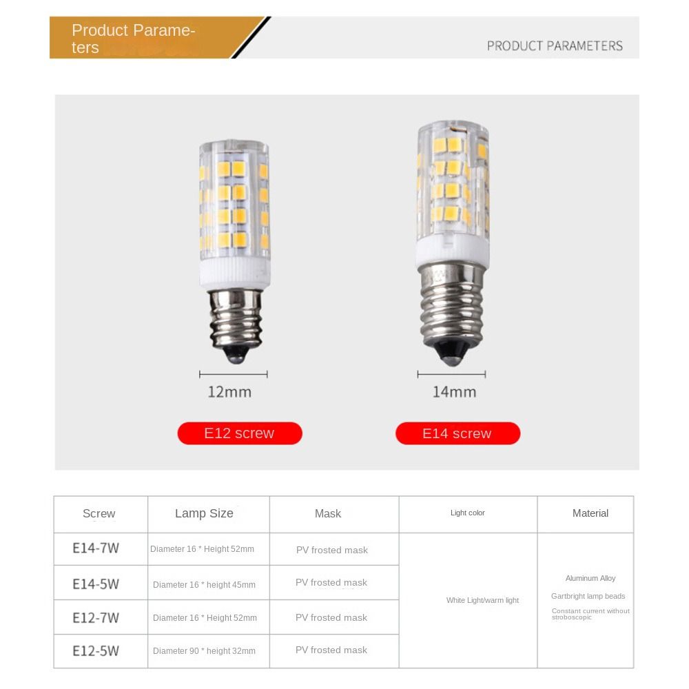 Chandelier Bougie Maïs, Ampoule, Ampoule de maïs LED à lumière blanche, four à hotte, lampe de réfrigérateur, décoration de la maison, E12, E14, 3W, 5W, 7W, 9W