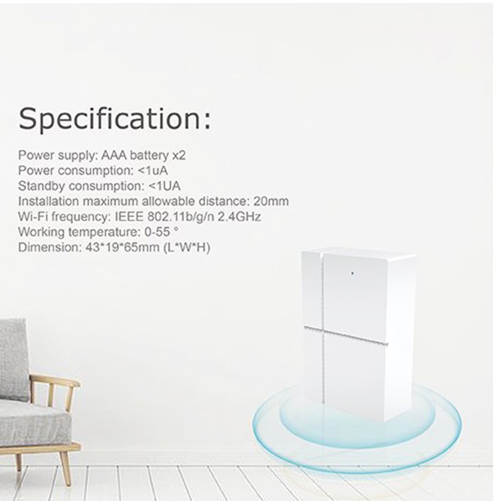 Wifi dörrsensor app styr trygghetslarm magnetomkopplare trådlös fönsterdörrsensor smart hemsystem säkerhetsdörrlarm