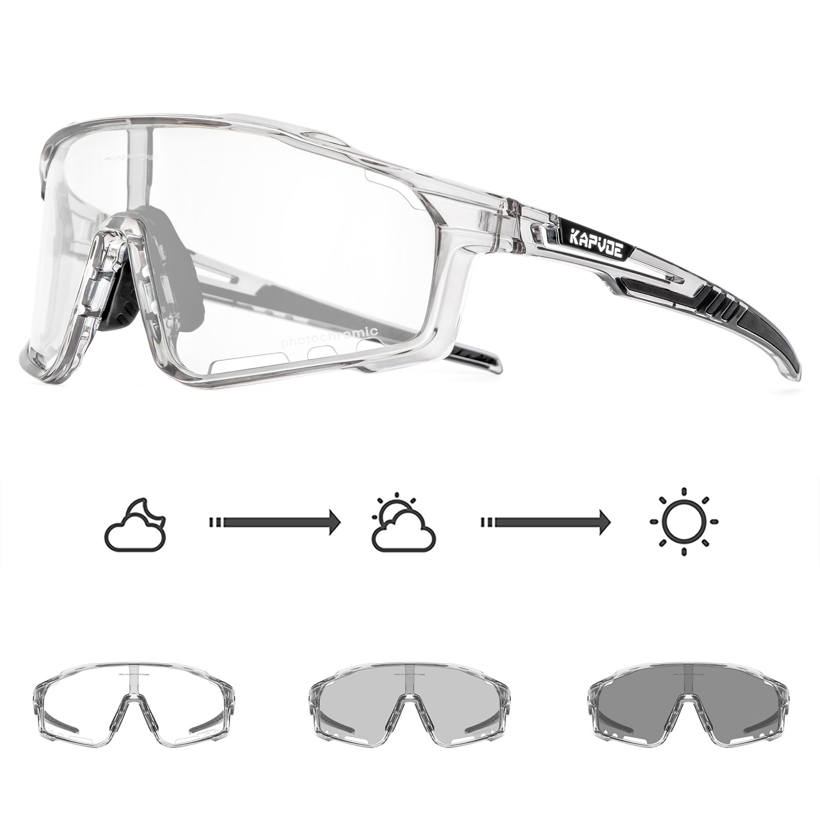 Kapvoe Photochromic Sunglasses Men's Women Sports Cycling Glasses Road Running Goggles MTB Bike Bicycle Mtb Eyewear For Driving: PURPLE