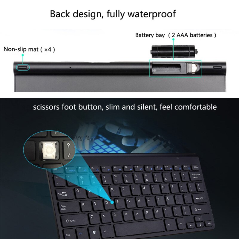 Teclado inalámbrico de 2,4G con ratón, Mini teclado Multimedia, conjunto de ratón para portátil, Mac, escritorio, PC, TV, suministros de oficina