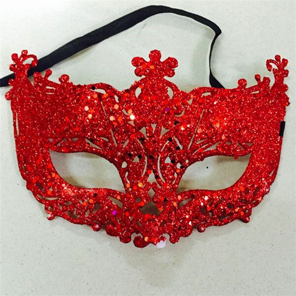 Prinsessa venedig mask julfest boll mask för kvinnor halloween maskerad prestanda räv paljett spets mask: Röd
