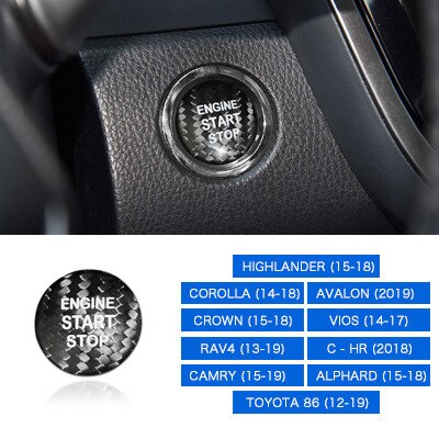 Carbon Fiber Car Engine Start Stop Lgnition Key Ring Sticker For Subaru BRZ Toyota 86 Auto Accessories: Black