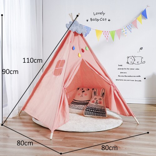 Speelgoed Tent Indoor En Outdoor Kids Tent Portable Teepee Indian Tipi Tent Voor Kinderen Gratis Cloud Geven Baby Kerst: Pink Tent