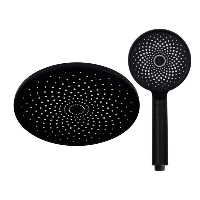 Dokour Overhead Rainfall Shower Head Set High Pressure Bathroom Accessories Water Saving Ceiling Toilet Tropical Complete System: Black Shower Set