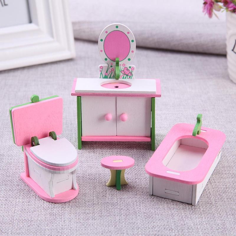 Dollhouse Wooden Colorful Dolls House Miniature Furniture Toys Toy Kids Simulation Furnitures Models House Decor Doll Xmas