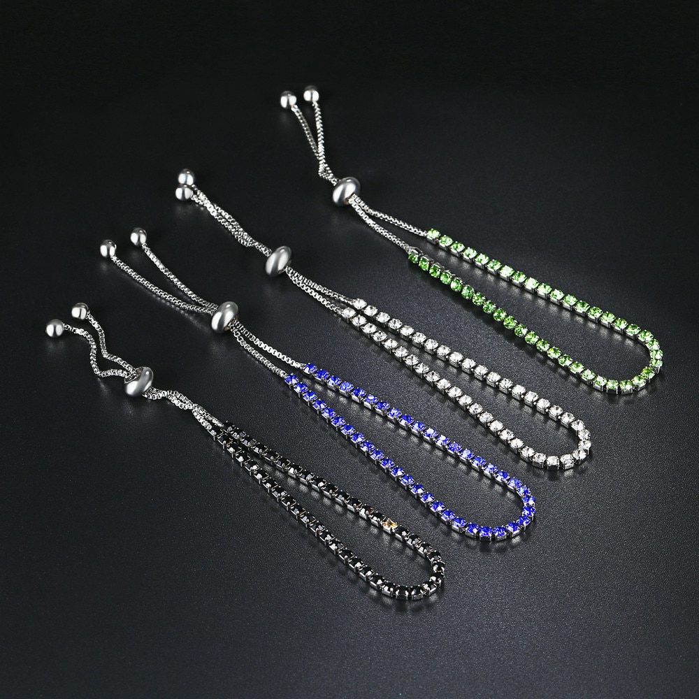 Charm Bracelets For Women Girls Party White Gold Small CZ Stone Adjustable Bridal Jewelry DWH095M