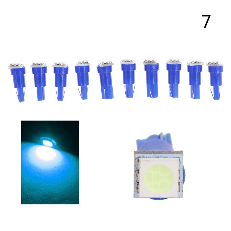 Bombillas de luz LED para salpicadero de coche, lámpara de calibre de 12V CC, T5 5050, 10 piezas: A7