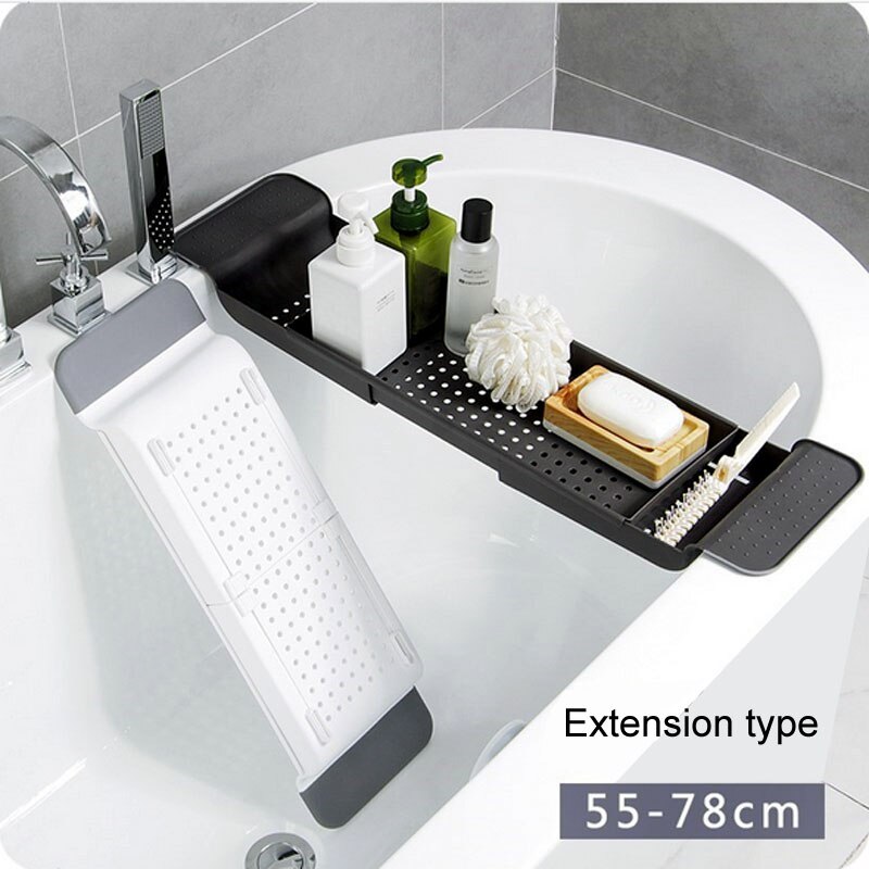 Multifunktions badekarstativ mobiltelefon skridsikker beslag opbevaringsbræt til badekar bakke hylde kar køkkenvask afløbsholder
