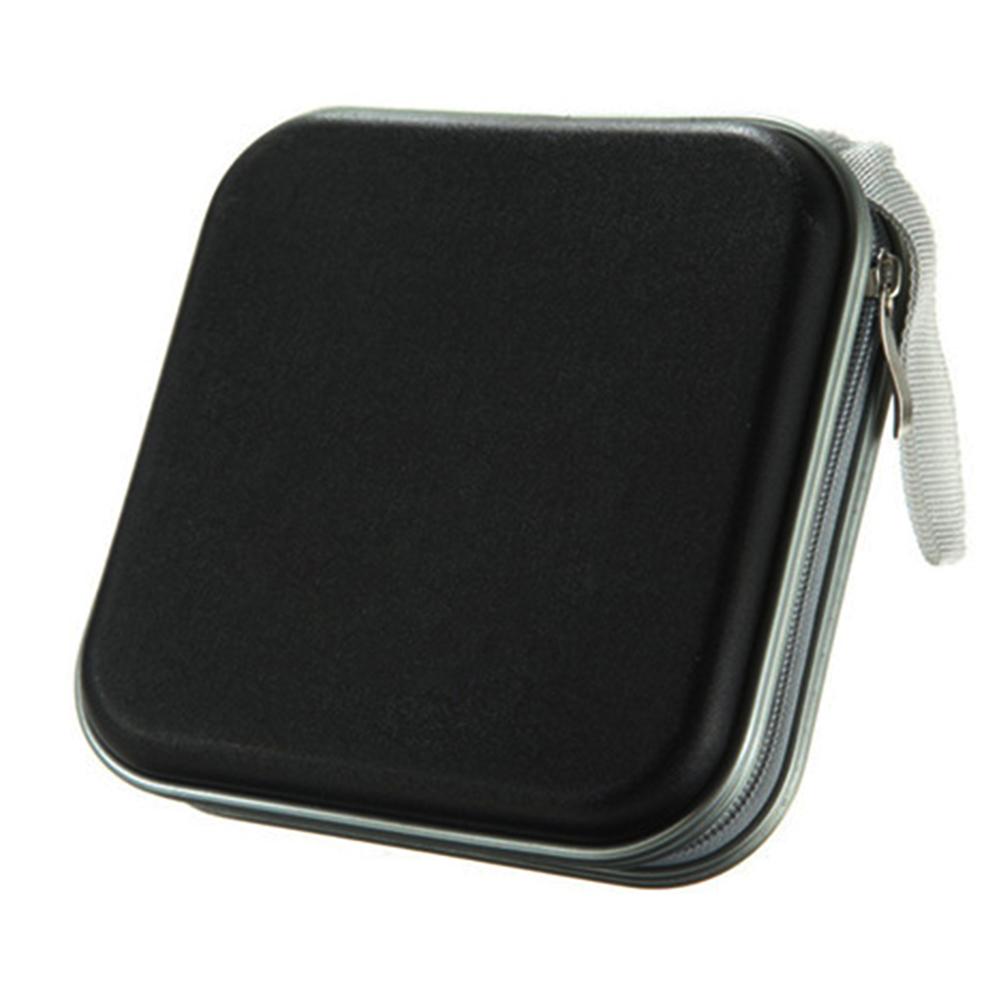 Bærbar 40 stk plate cd dvd lommebok oppbevaring organisator eske bokser holder cd erme hard bag album boks tilfeller med glidelås: Svart