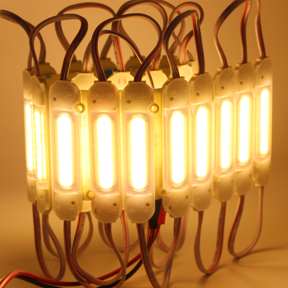 Led Module 12V COB Light Advertisement Sign Backlight Shop Banner Waterproof IP65 White Red Green Blue Yellow Pink 20pcs: warm white