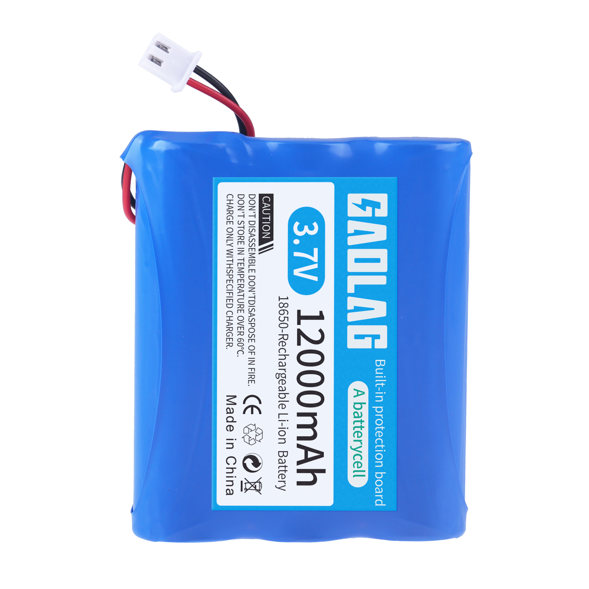 3.7V 7.4V 11.1V 12V 18650 6800mAh with wires Lithium ion rechargeable battery with PCB for Bluetooth Speaker Solar headlights: WHITE