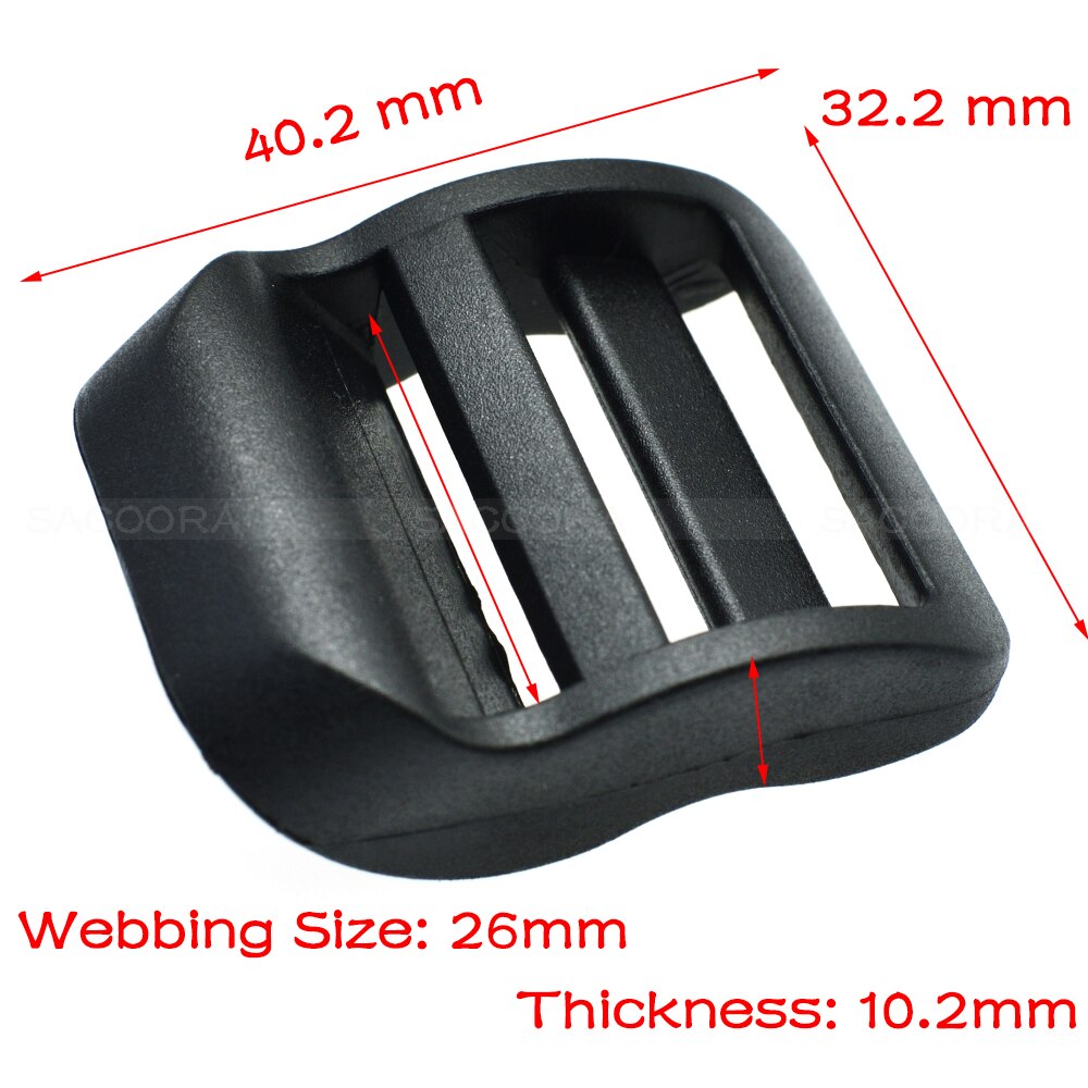 1pcs/pack Pack 1" Plastic Ladder Lock Slider Buckle Adjustable Black for Backpack Straps